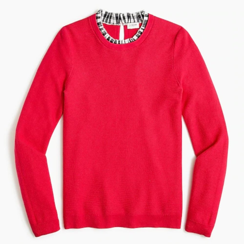 Textured Ruffle-Trim Sweater